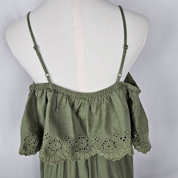 NEW Old Navy Cold Shoulder Maxi Swing Dress Medium Olive - Picture 6 of 11